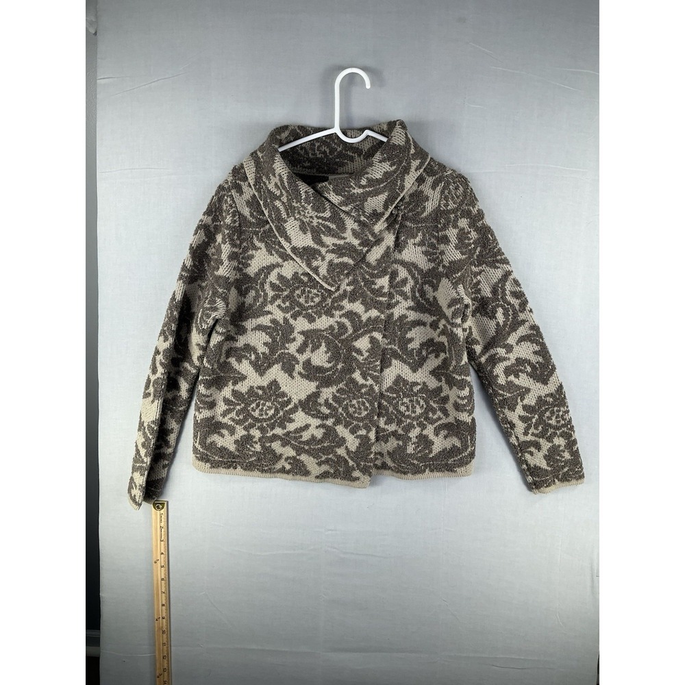 Chico's Snap Neck Cowl Sweater Women's Size 1 Gray‎ Pattern Knit